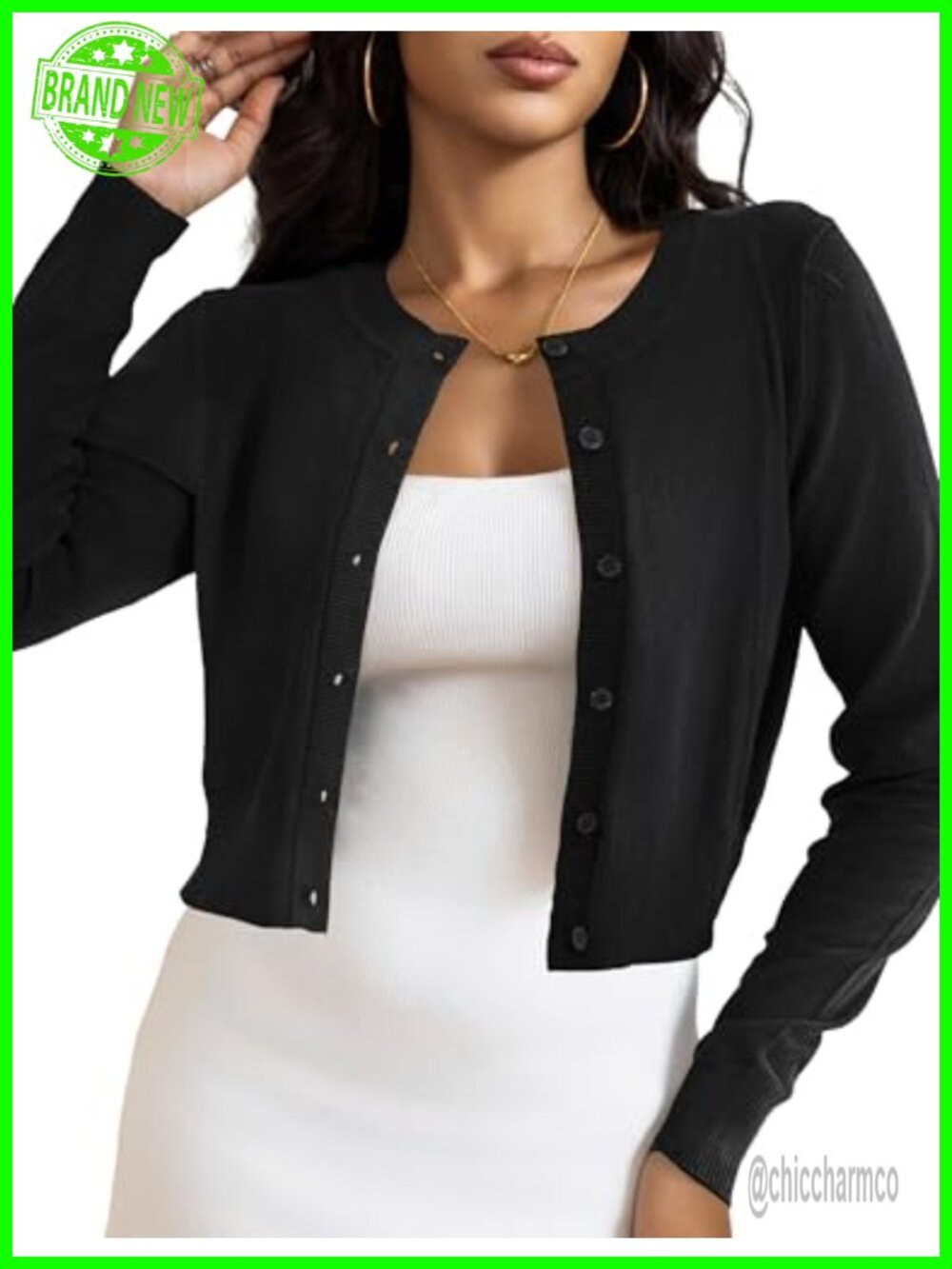 Women's Cropped Cardigan Button Down Long Sleeve Shrug Bolero